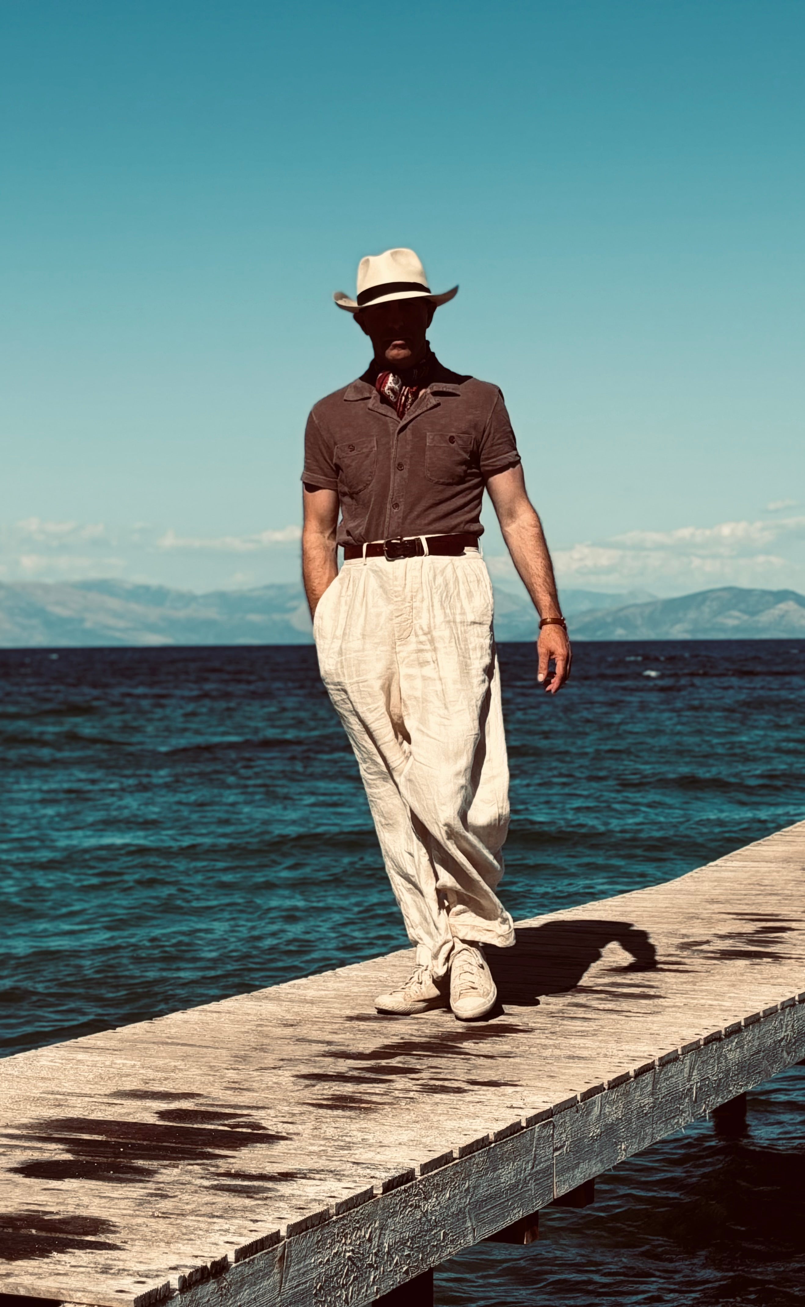 ESSAOUIRA CAMP COLLAR SHIRT - BROWN JERSEY COTTON – Oldfield