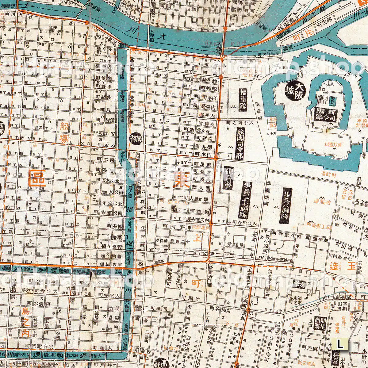 実地踏測 大阪市街全図 明治44年(1911) 古地図 – 古地図素材データの