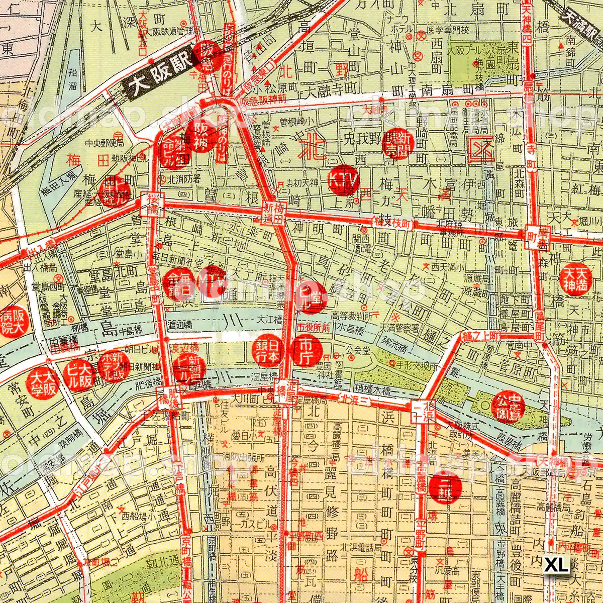 最新 大阪市街地図 昭和36年(1961) – 古地図 – 古地図素材データの