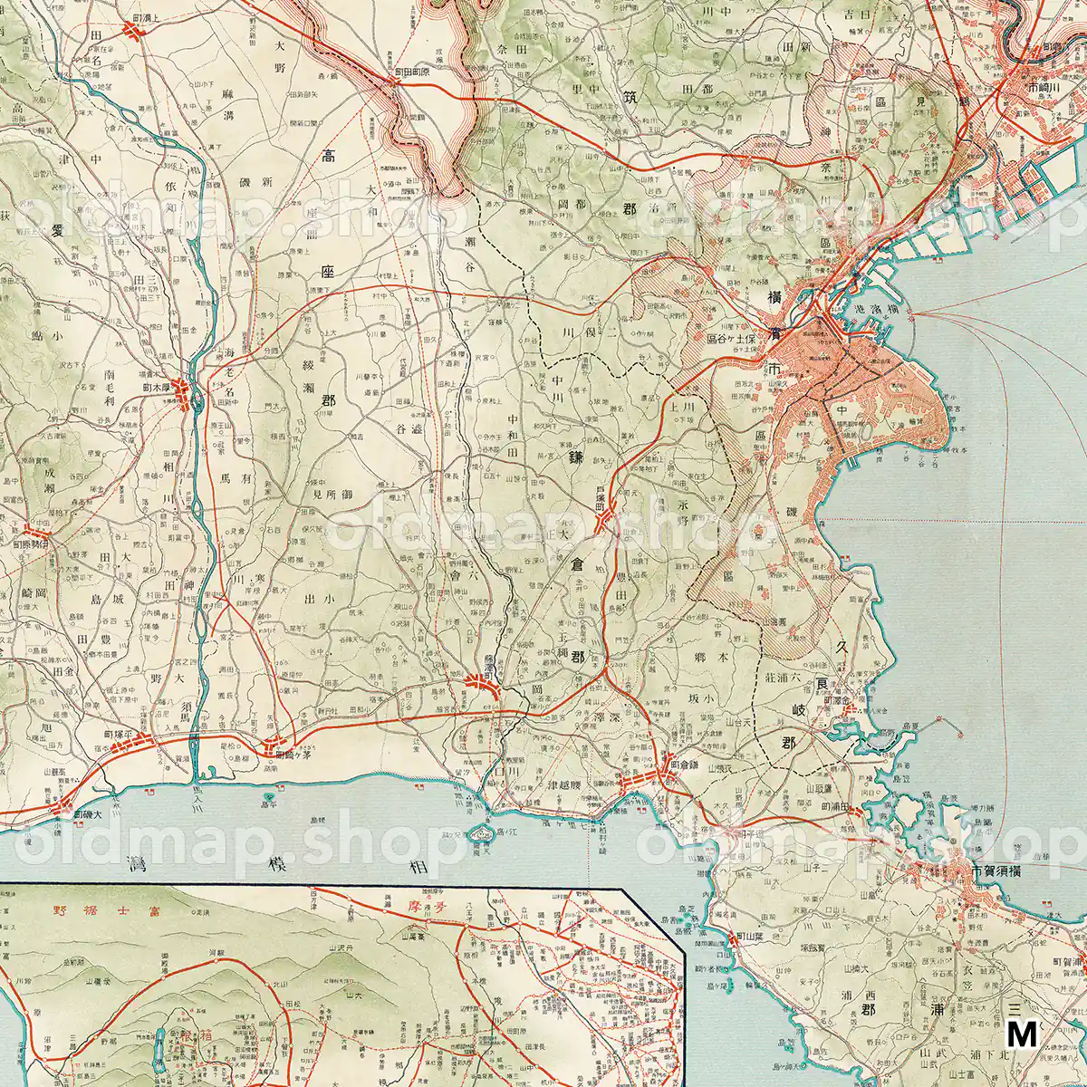 其三十九 神奈川県 昭和5年(1930) – 日本交通分県地図 古地図データの
