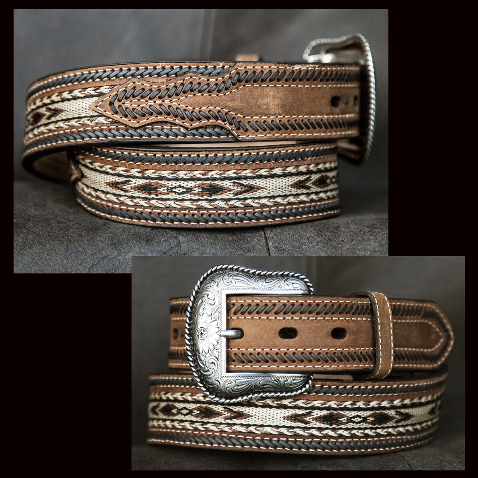 ホースヘアー レザーベルト（ブラウン）/Horse Hair Leather Belt