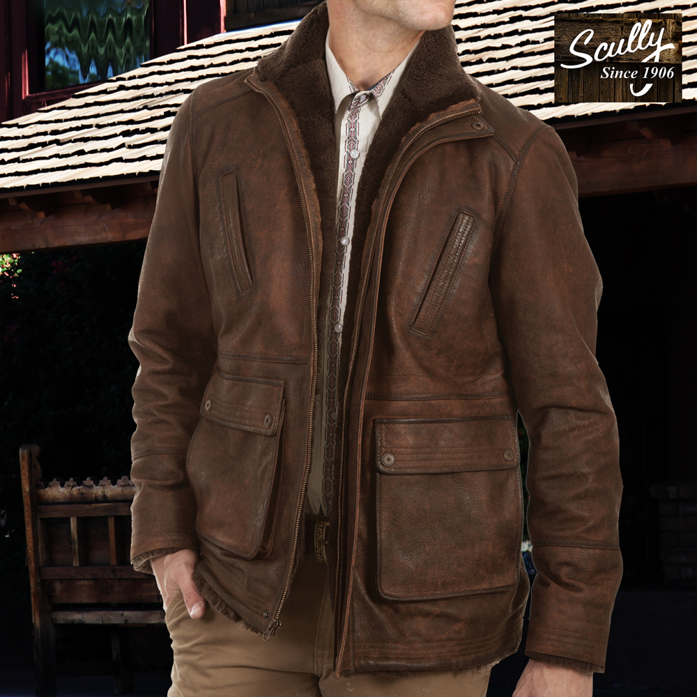 スカリー シアリング ラムレザーコート（バフラム）M/Scully Car Coat