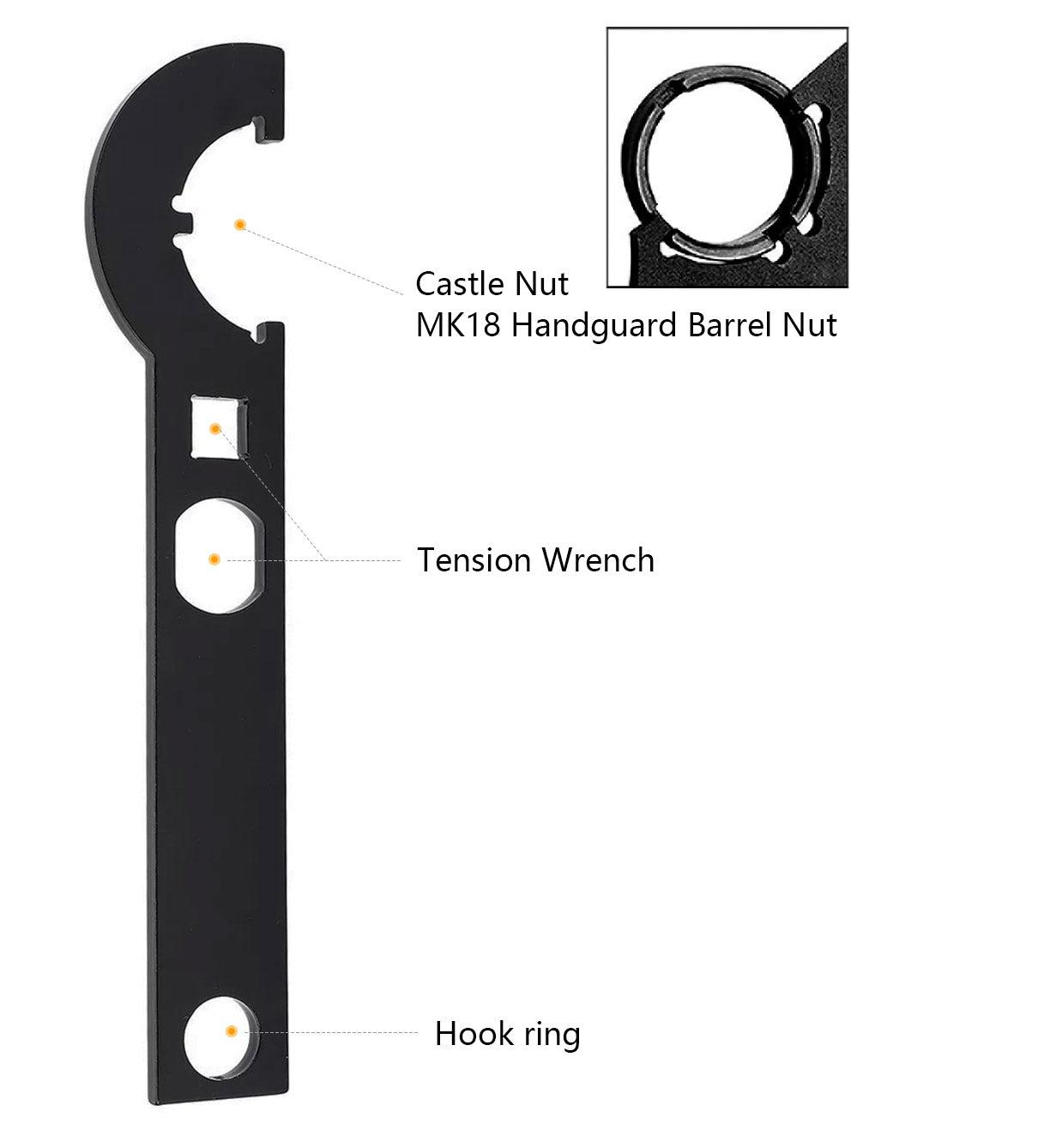 AR-15 キャッスルナットレンチ MK18 ハンドガード バレルナットレンチ