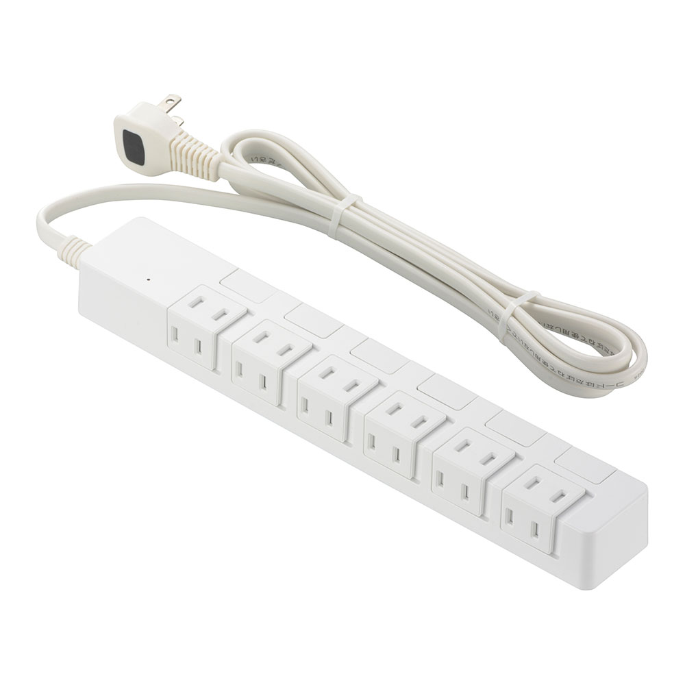 雷ガード付き電源タップ 6個口 2m 白 [品番]00-1663｜株式会社オーム電機