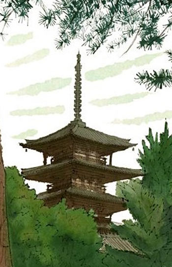 平山郁夫 法隆寺五重塔 | 絵画など美術品の販売と買取 | 東京・銀座