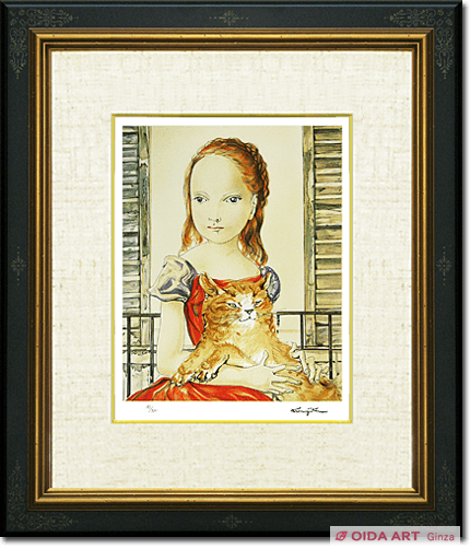 藤田嗣治 窓の前の少女とネコ | 絵画など美術品の販売と買取 | 東京