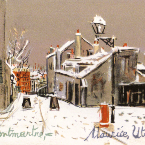 ユトリロ モンマルトル・ベキュより「ミミ・パンソンの家（雪景色