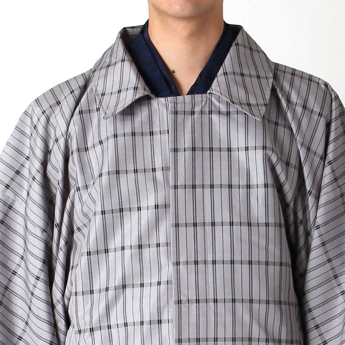 コート メンズ 角袖 撥水コート ハナエモリ 格子 | 男着物の加藤商店