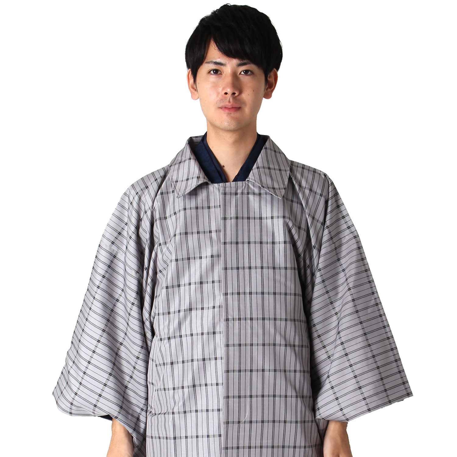 コート メンズ 角袖 撥水コート ハナエモリ 格子 | 男着物の加藤商店