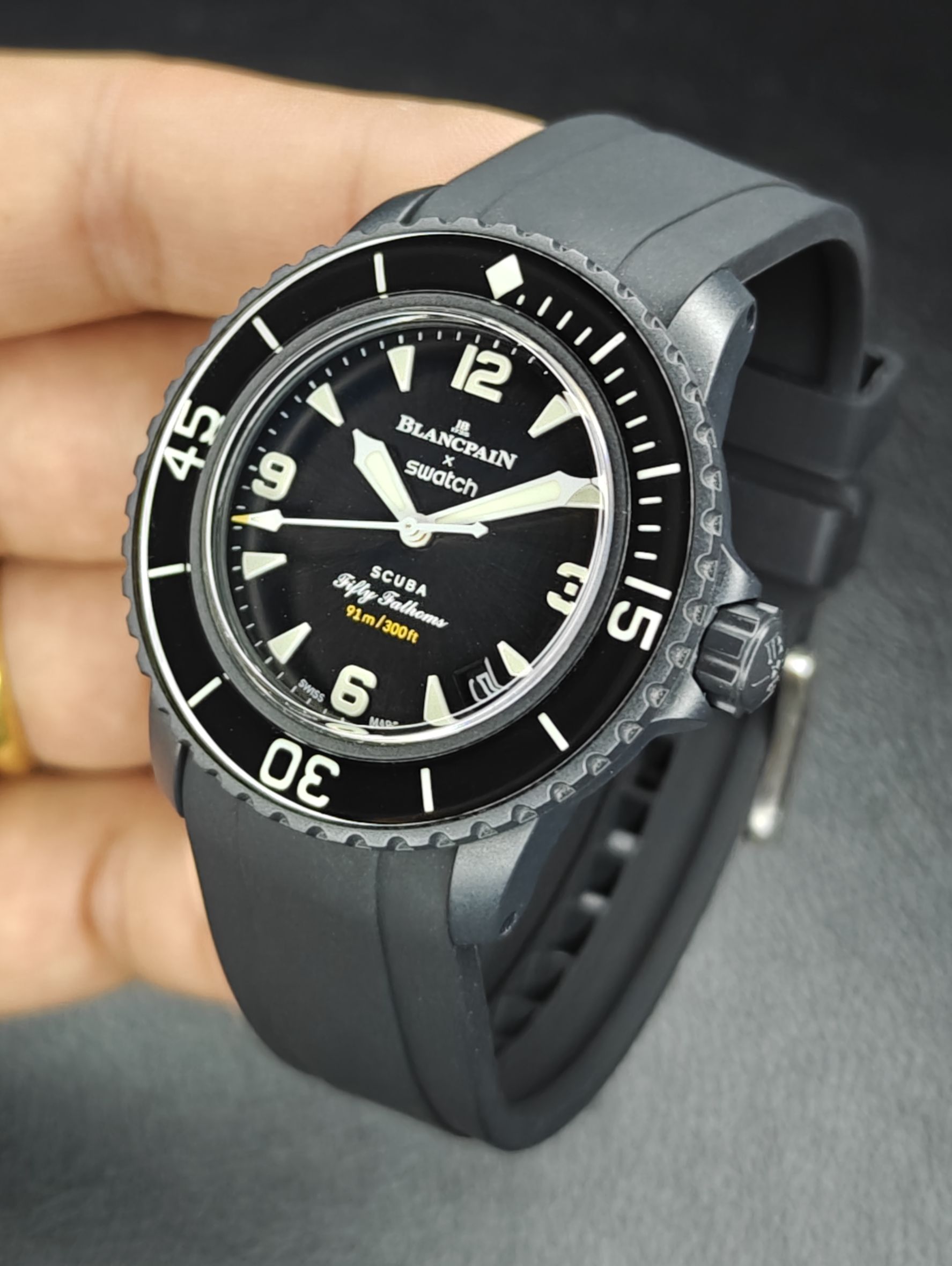 Black Curvend End for Blancpain X Swatch Rubber Straps