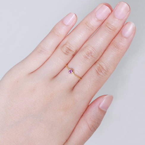 K18/Pt「ピンクサファイア ヌード」チェーンリング｜【オレフィーチェ