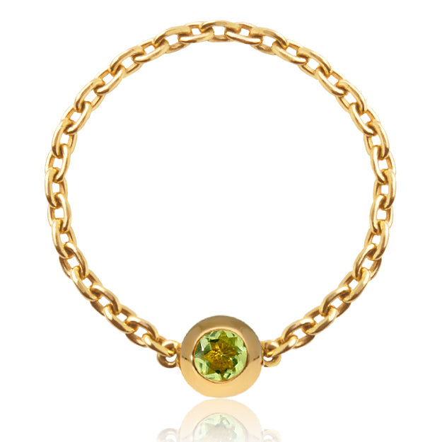 K18/Pt「ペリドット バース ヌード」チェーンリング ー イエロー