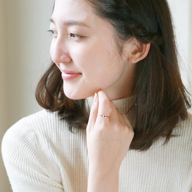 K18/Pt「ピンクトルマリン マフィンバース」リング｜【オレフィーチェ