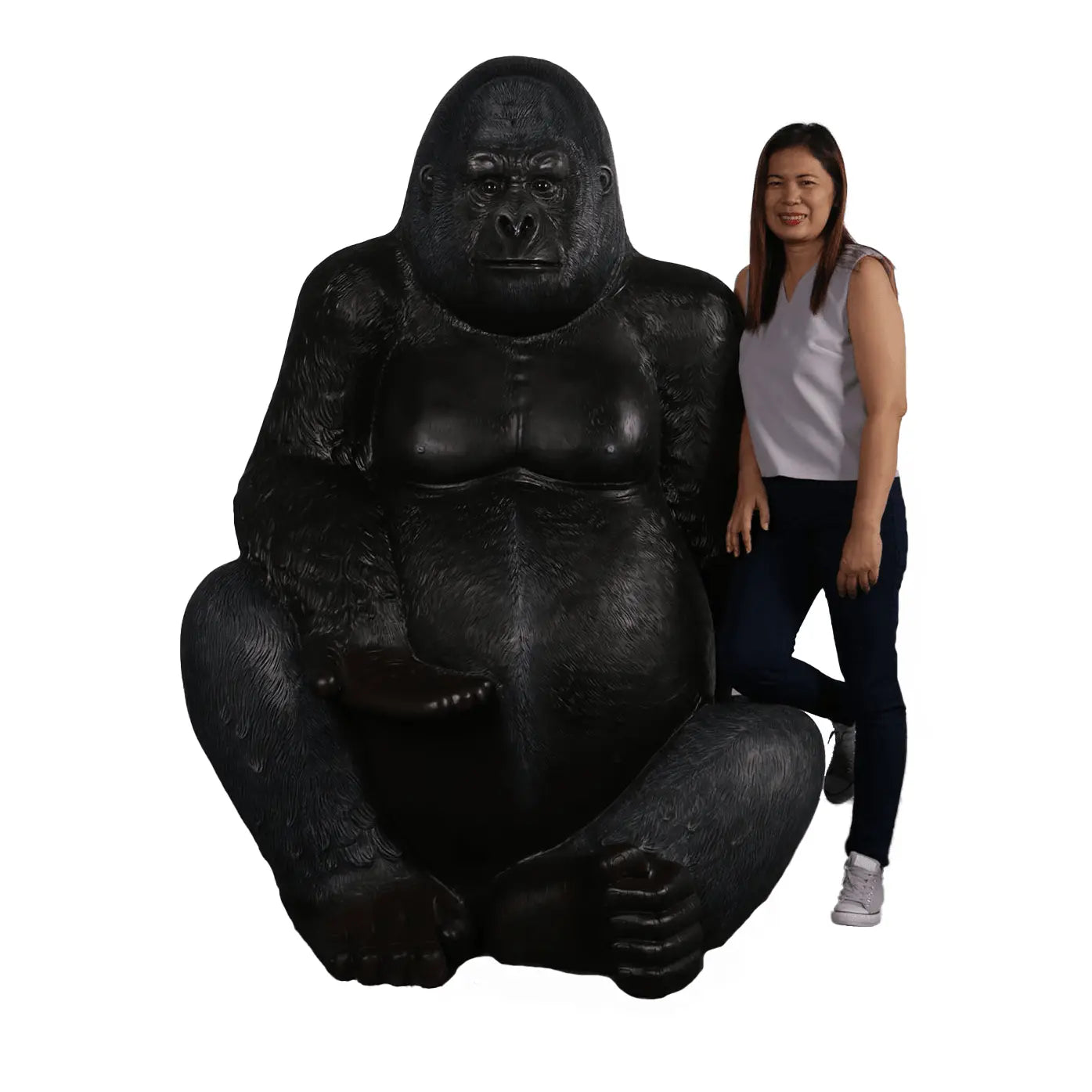 Large Silver Back Gorilla Sitting Life Size Statue – LM Treasures