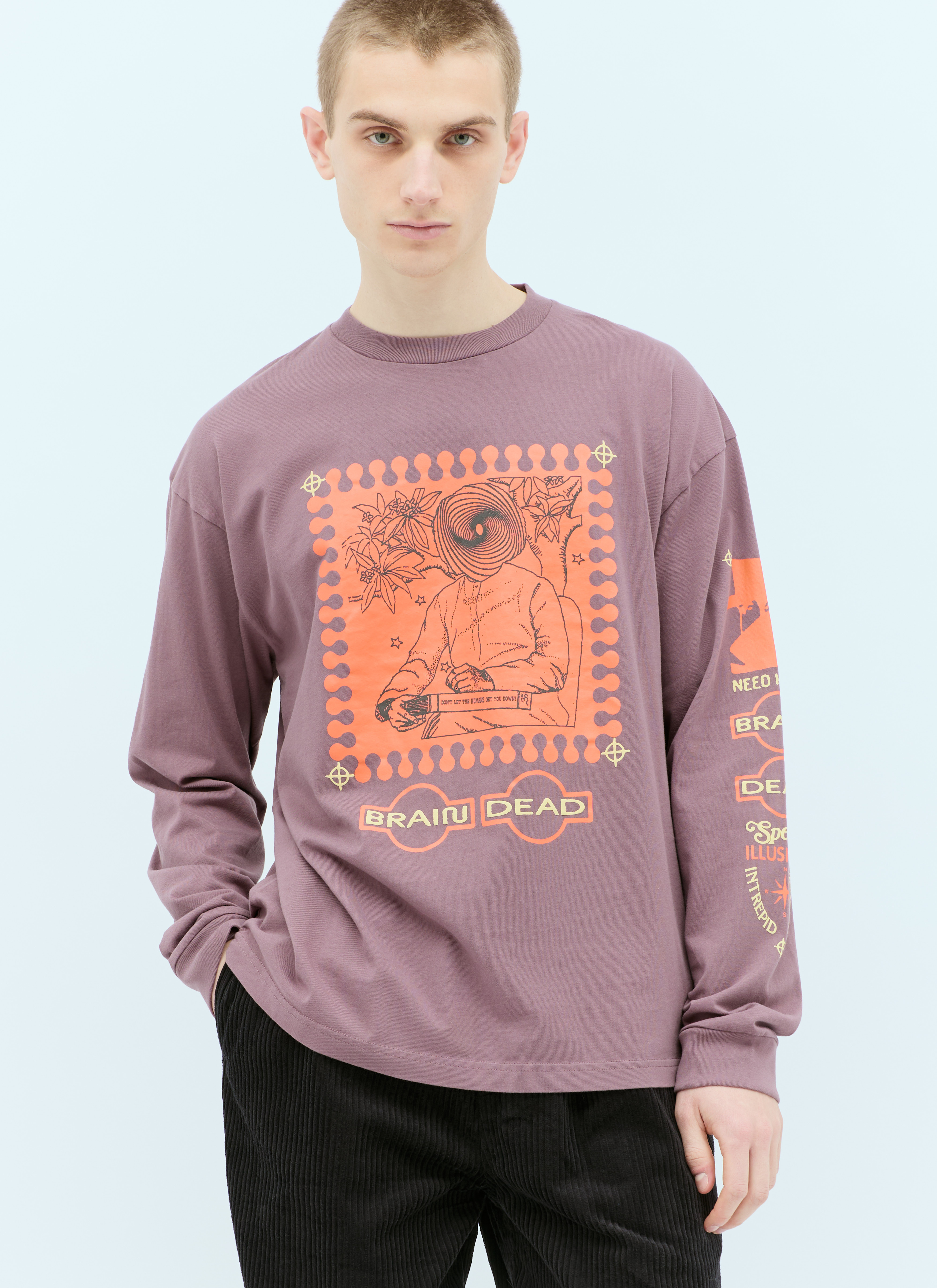 Brain Dead Men's' Special Illusions Long-Sleeve T-Shirt in Purple