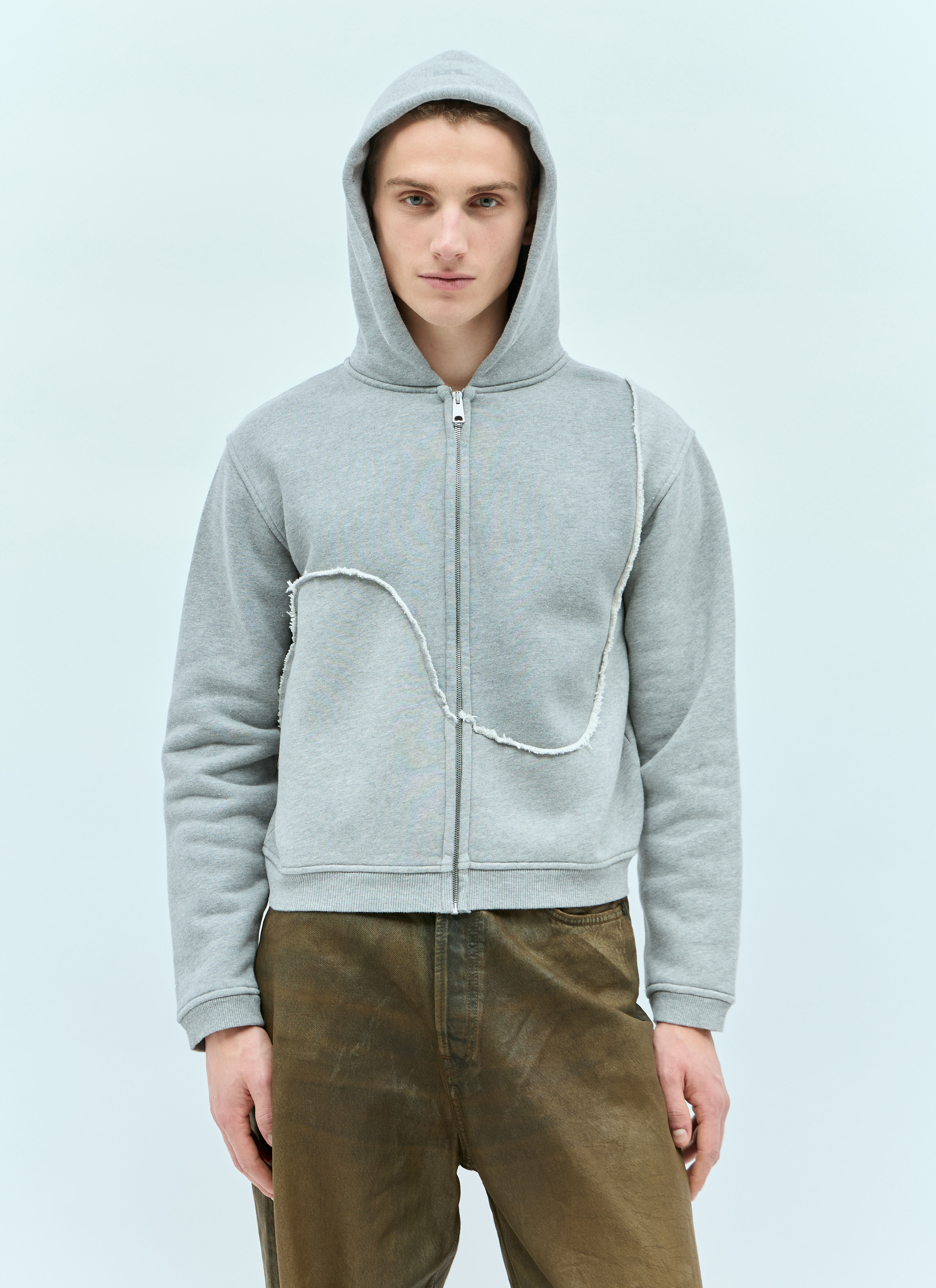 ERL Men's' Swirl Zipped Hooded Sweatshirt in Grey | LN-CC®