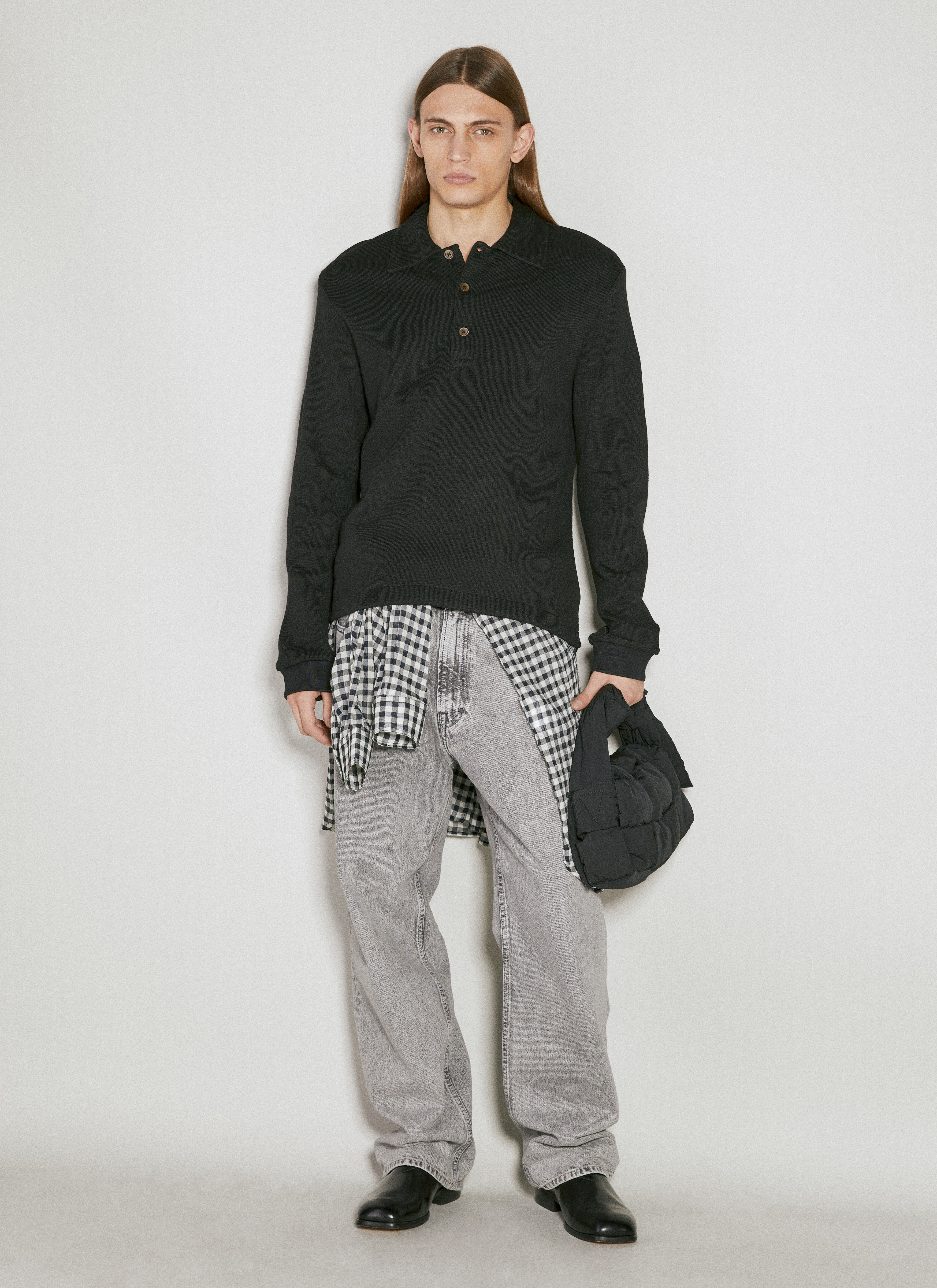 Our Legacy Men's' Ile Piquet Polo Sweater in Black | LN-CC®