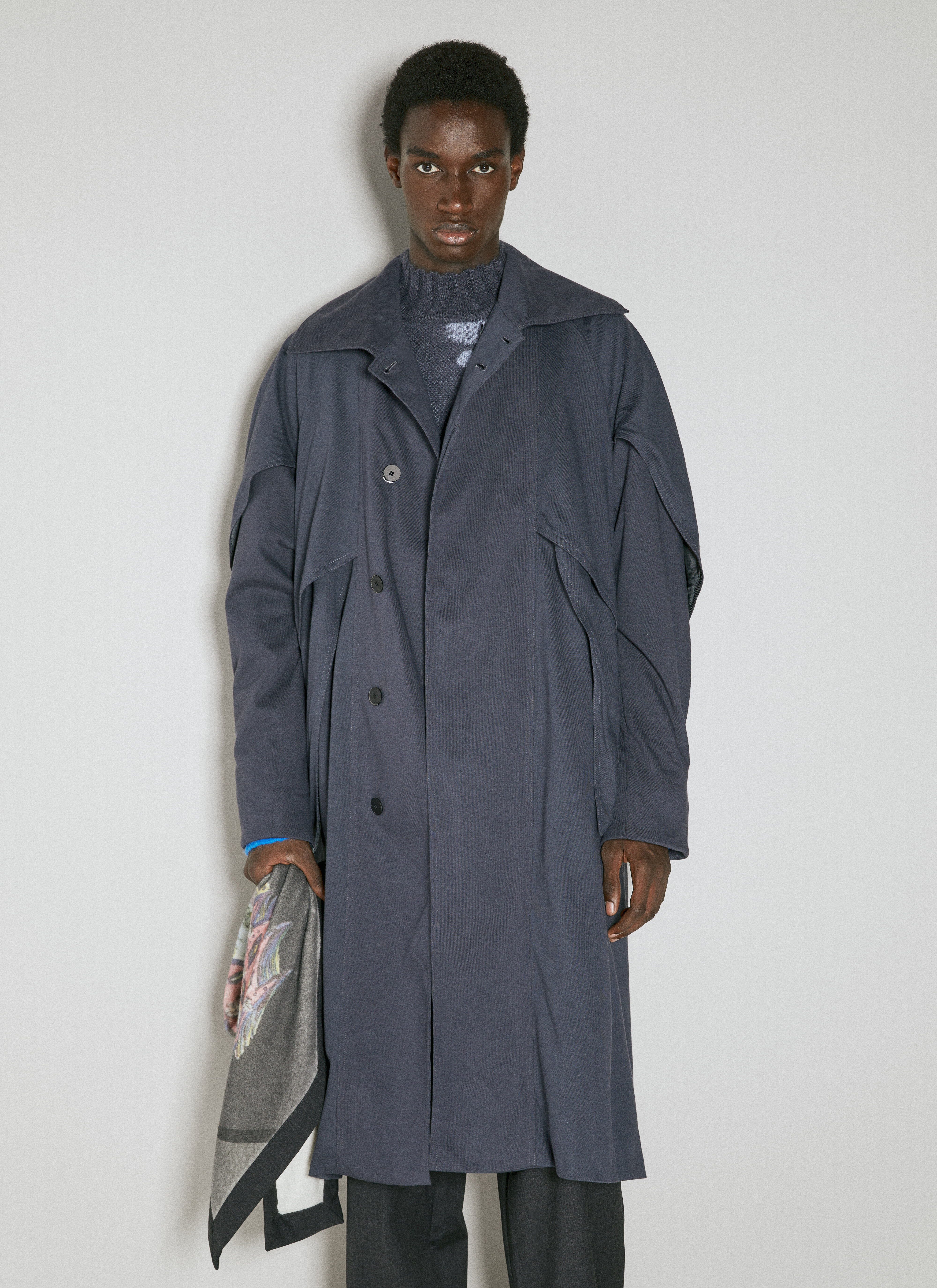Kiko Kostadinov Men's' Ovid Layered Coat in Grey | LN-CC®