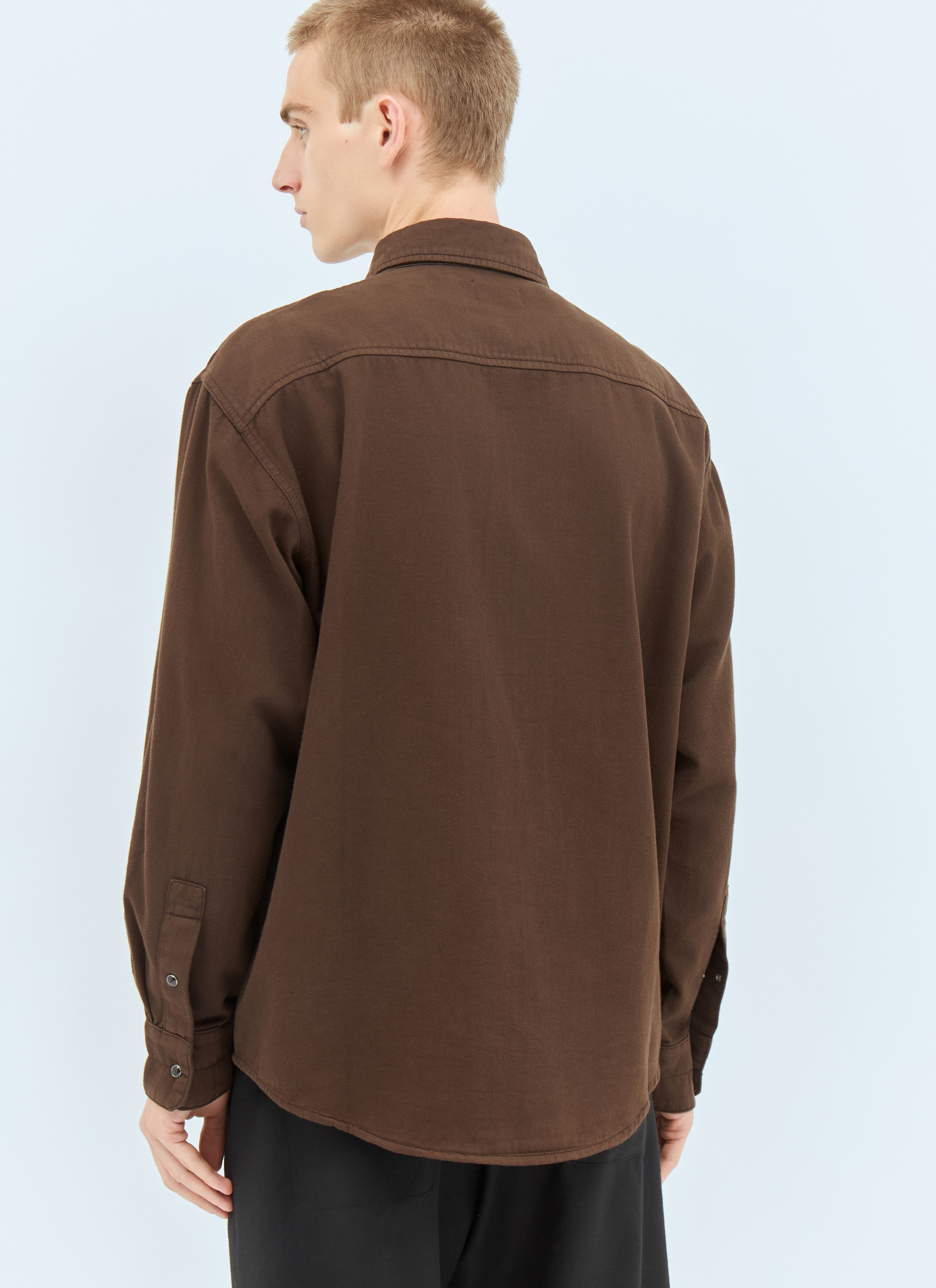 Lemaire Men's' Denim Shirt With Snaps in Brown | LN-CC®
