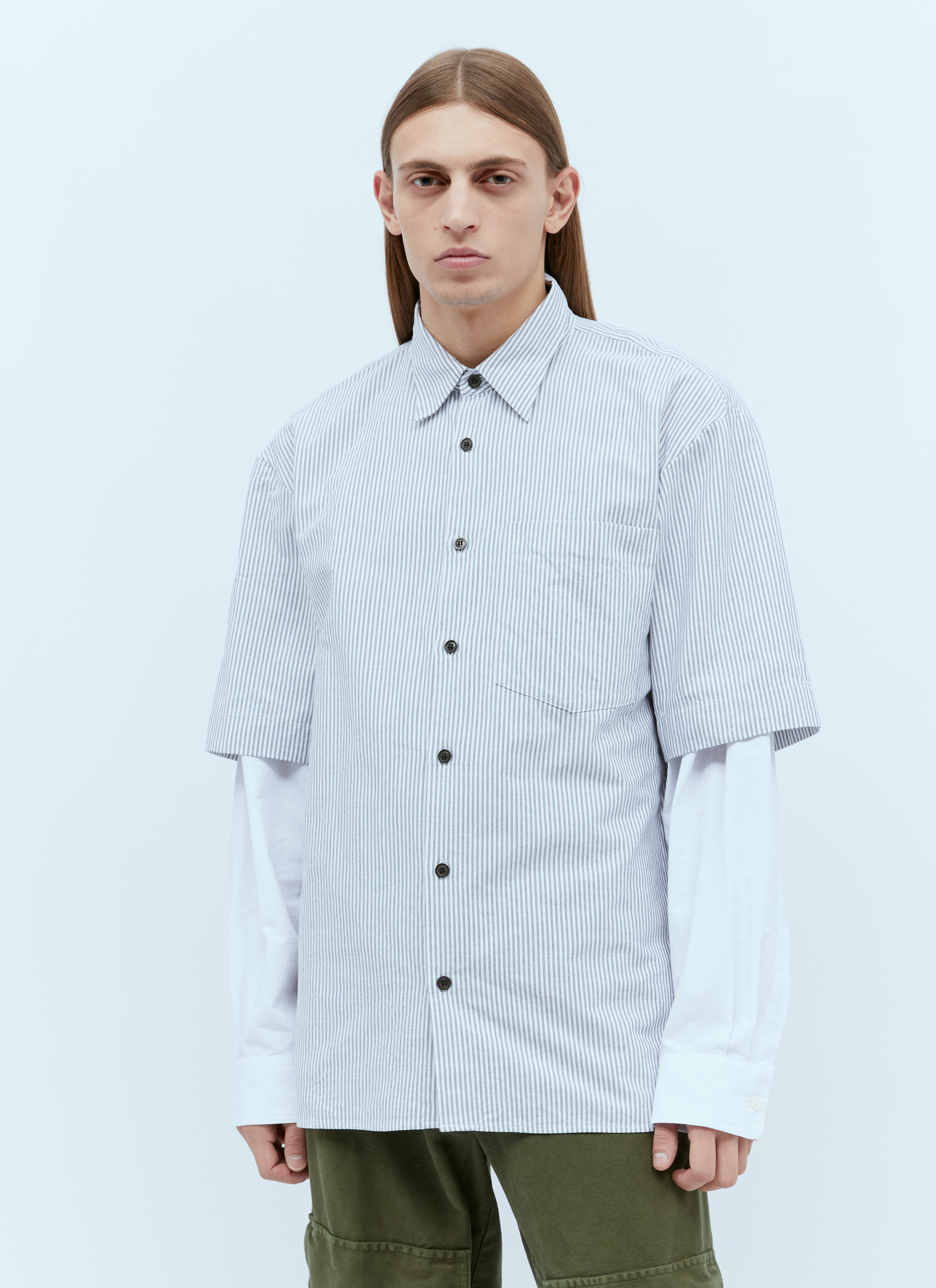 Dries Van Noten Men's' Double Sleeve Shirt in Grey | LN-CC®