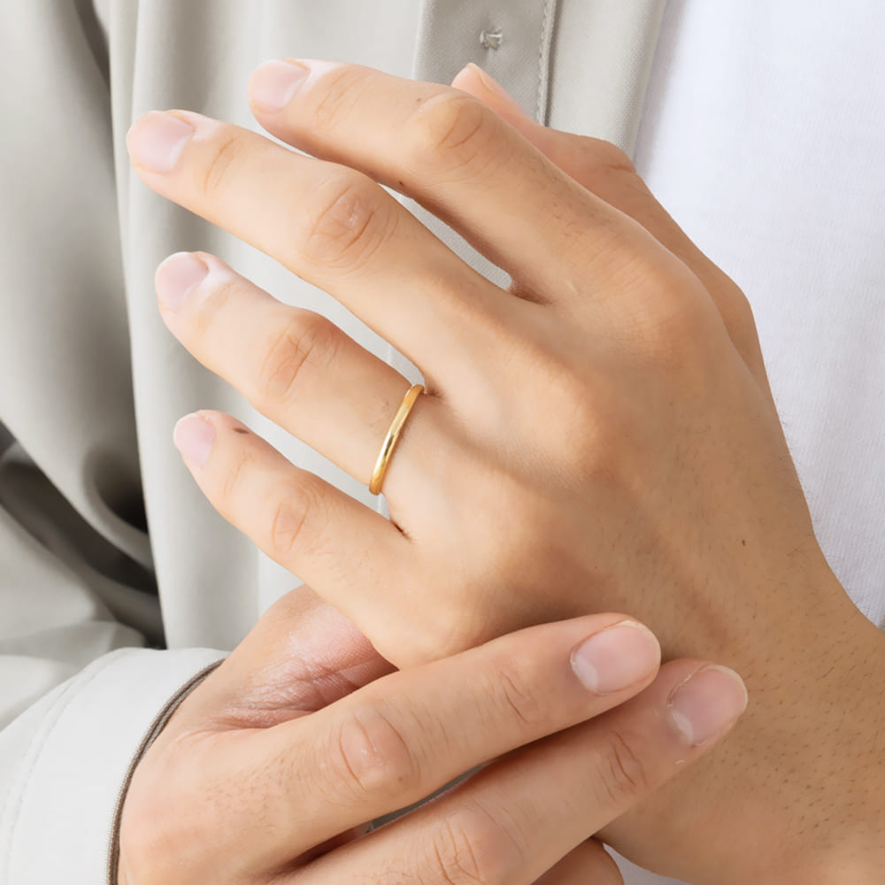 K18/プラチナ】K18 甲丸 リング 18金 プラチナ から選べる 刻印