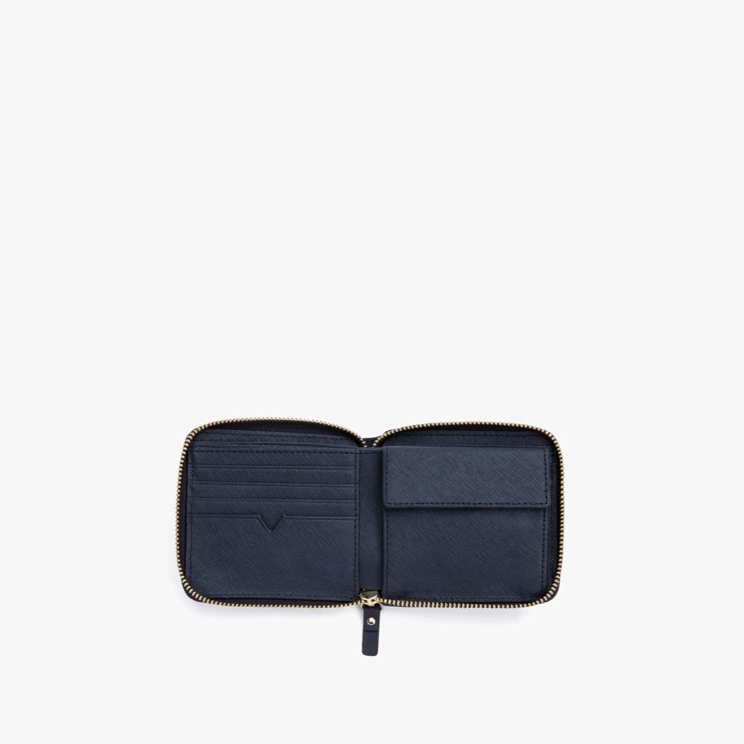 Lo & Sons Small Wallet - Saffiano Leather - DeepNavy/Gold/Camel