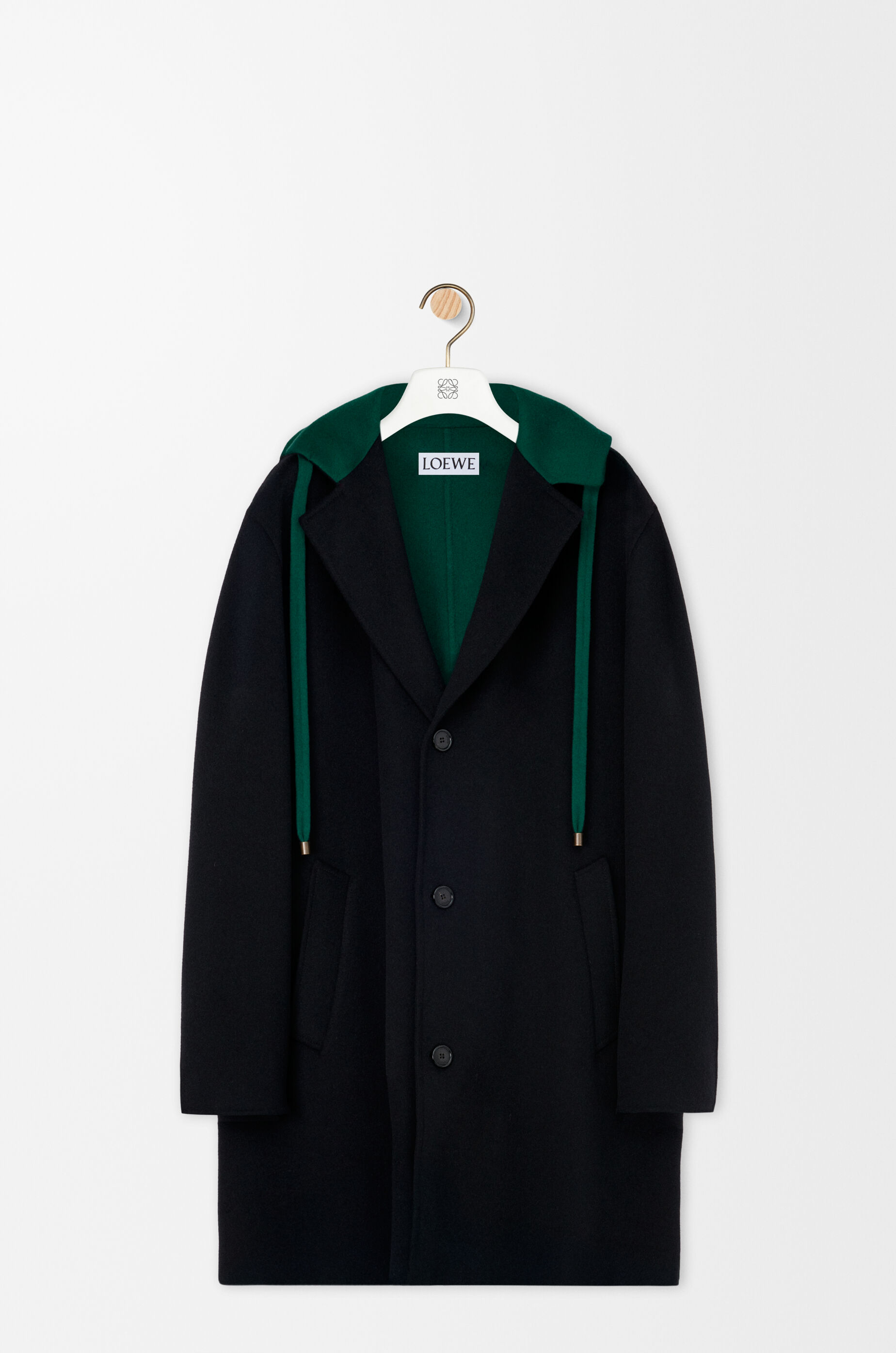 フーデッド コート（ウール&カシミヤ） ブラック - LOEWE Japan