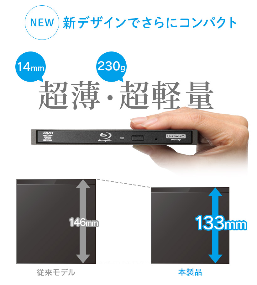 ブルーレイドライブ 外付け ポータブル ソフト無し USB-A / USB-C