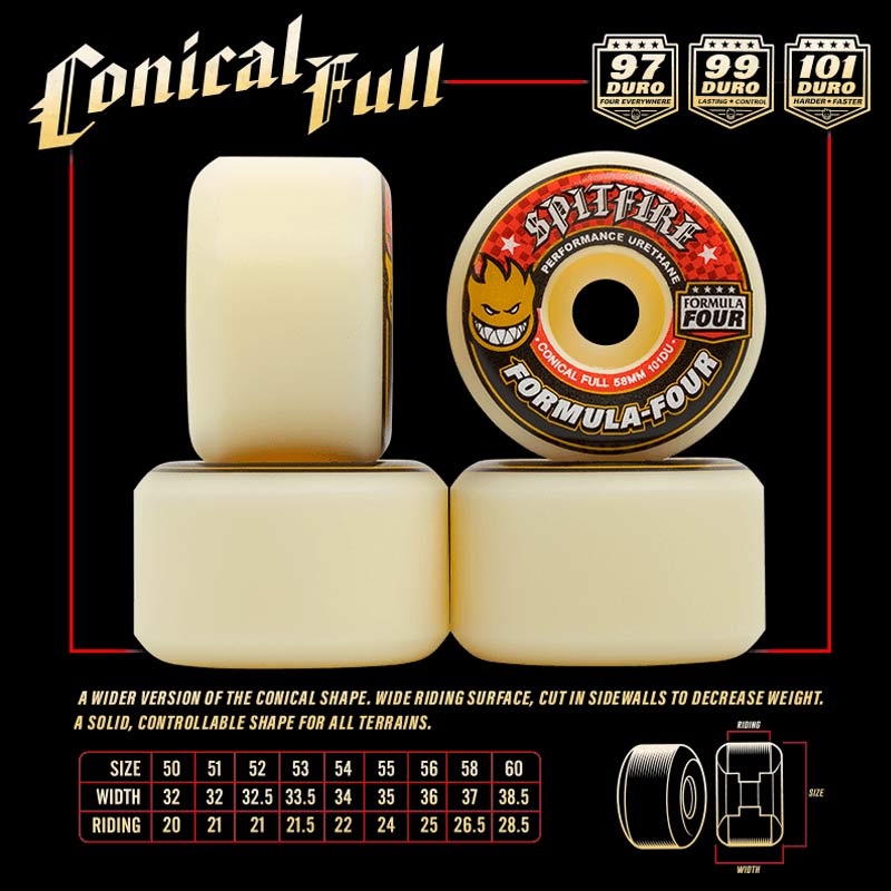 Spitfire Formula Four Conical Full 58mm 99a Natural - CalStreets
