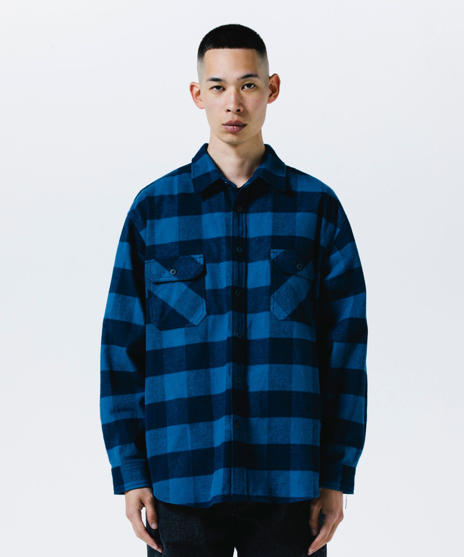 ROTTWEILER - R9 BUFFALO CHECK SHIRT (BLUE) / バッファローチェック