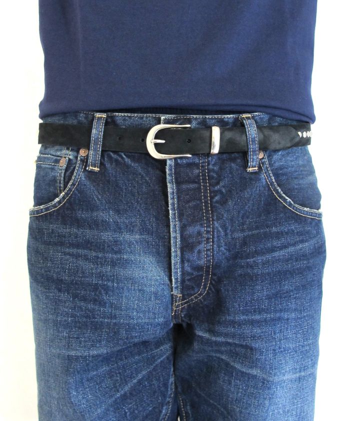 MINEDENIM - Suede Leather Studs Belt / ナロータイプ スウェード