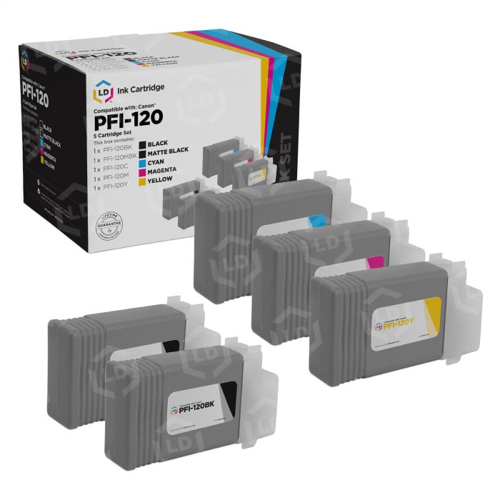 Compatible Canon PFI-120 Ink Cartridge Set of 5 - LD Products
