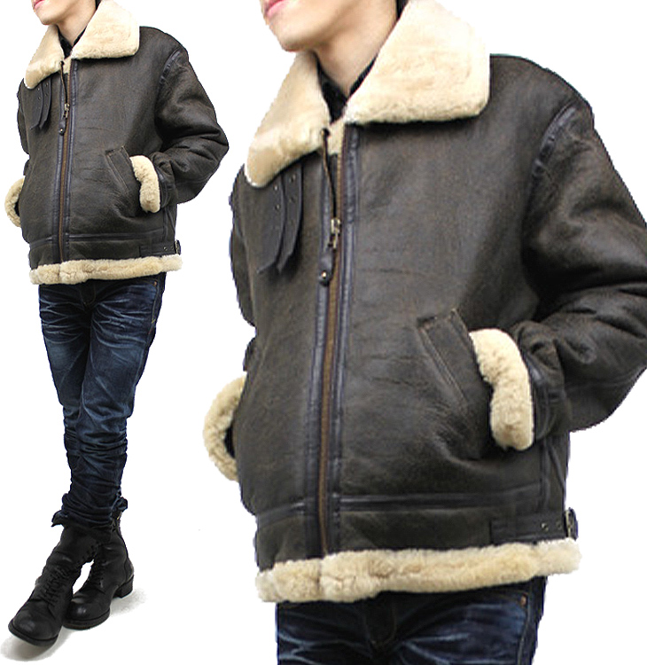 ラム革フライトジャケットB－3（ムートン）羊 暖かい 一生ものの