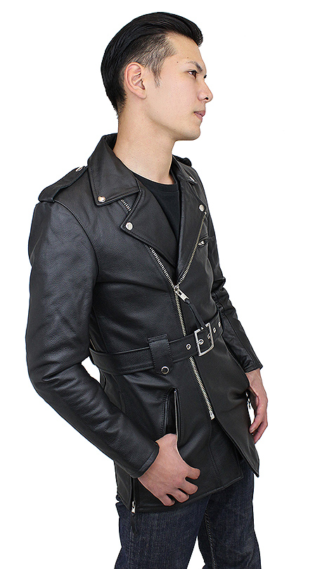 特価品】ダブルライダースジャケット（水牛革） ロング M~5Lまで