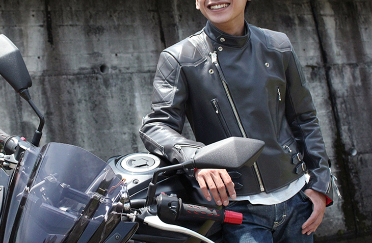 ヨーロッパタイプパット付ダブルライダースジャケット(牛革/日本製