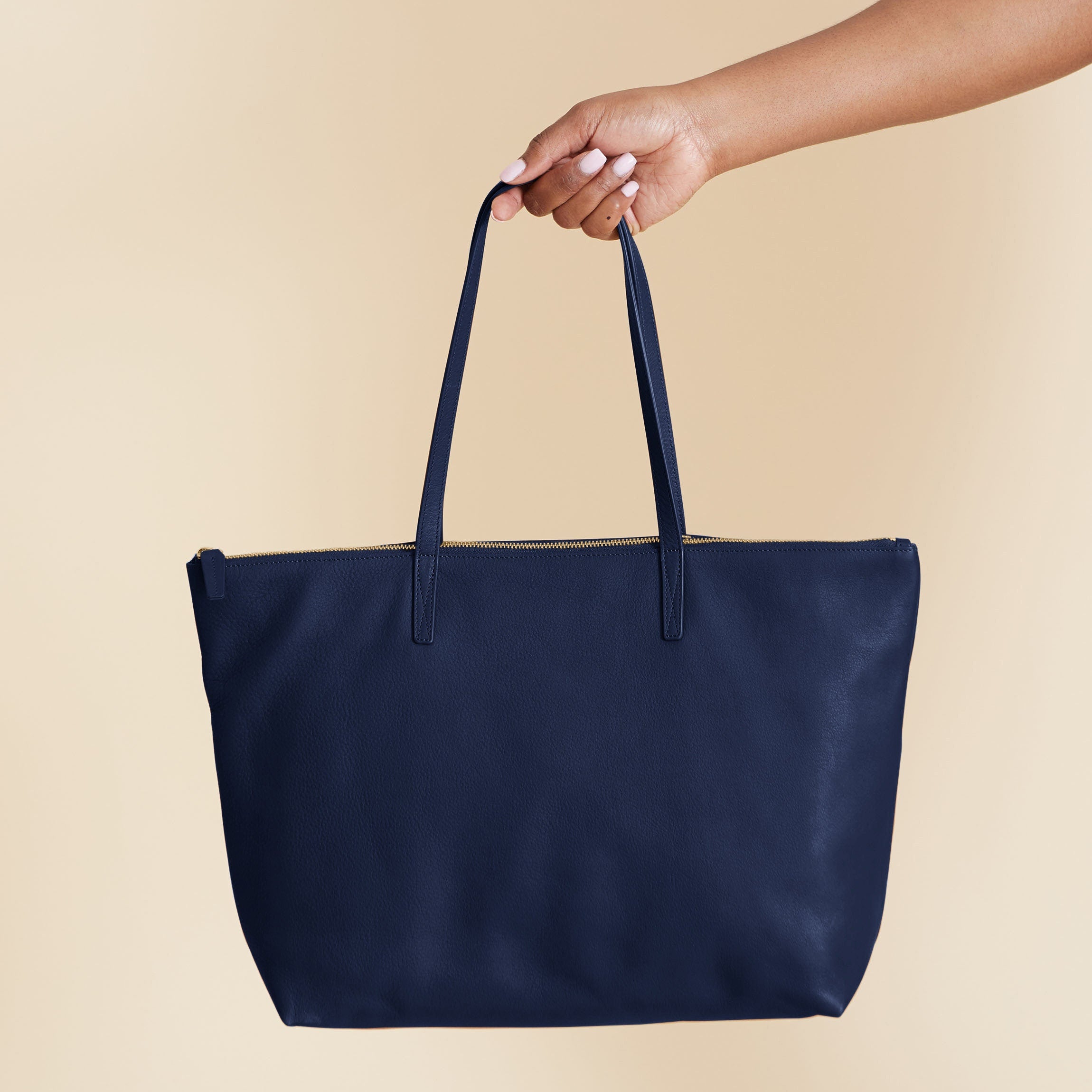 Aleena Soft Zippered Tote | Full grain leather, versatile everyday