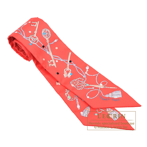 エルメス ツイリー レ・クレ・ア・ポア グルナディーヌ/ベージュ