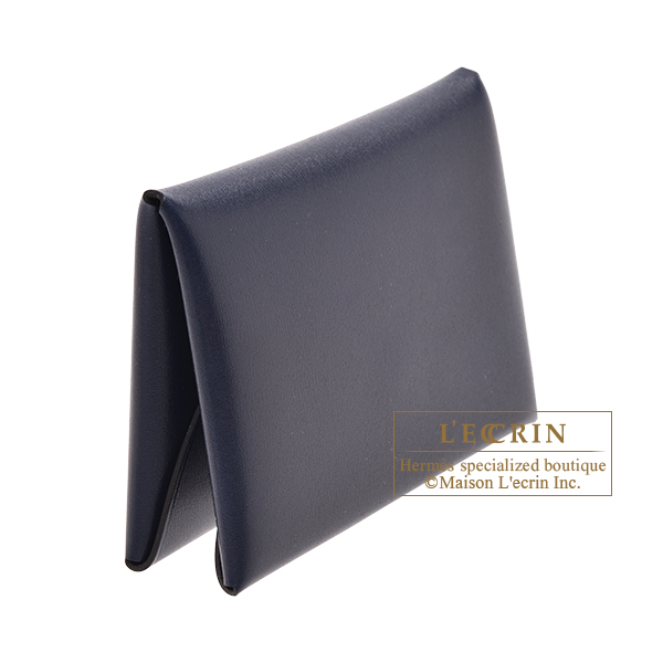 エルメス カルヴィ デュオ ブルーアビス ボックスカーフ シルバー金具