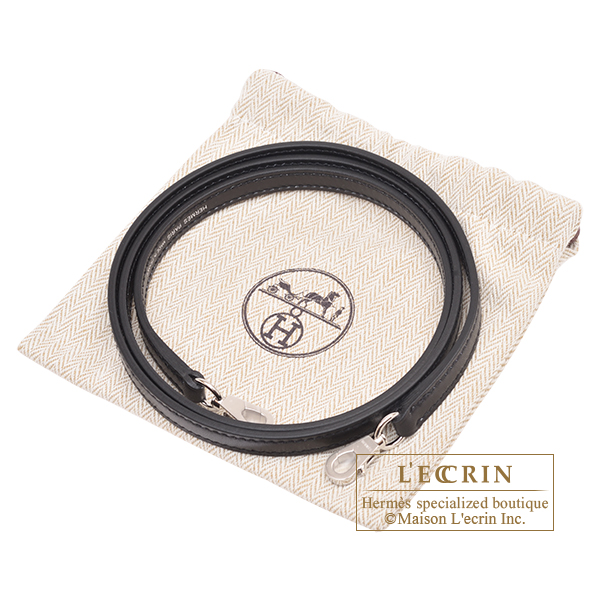 エルメス ケリーミニ/外縫い ブラック ボックスカーフ シルバー金具