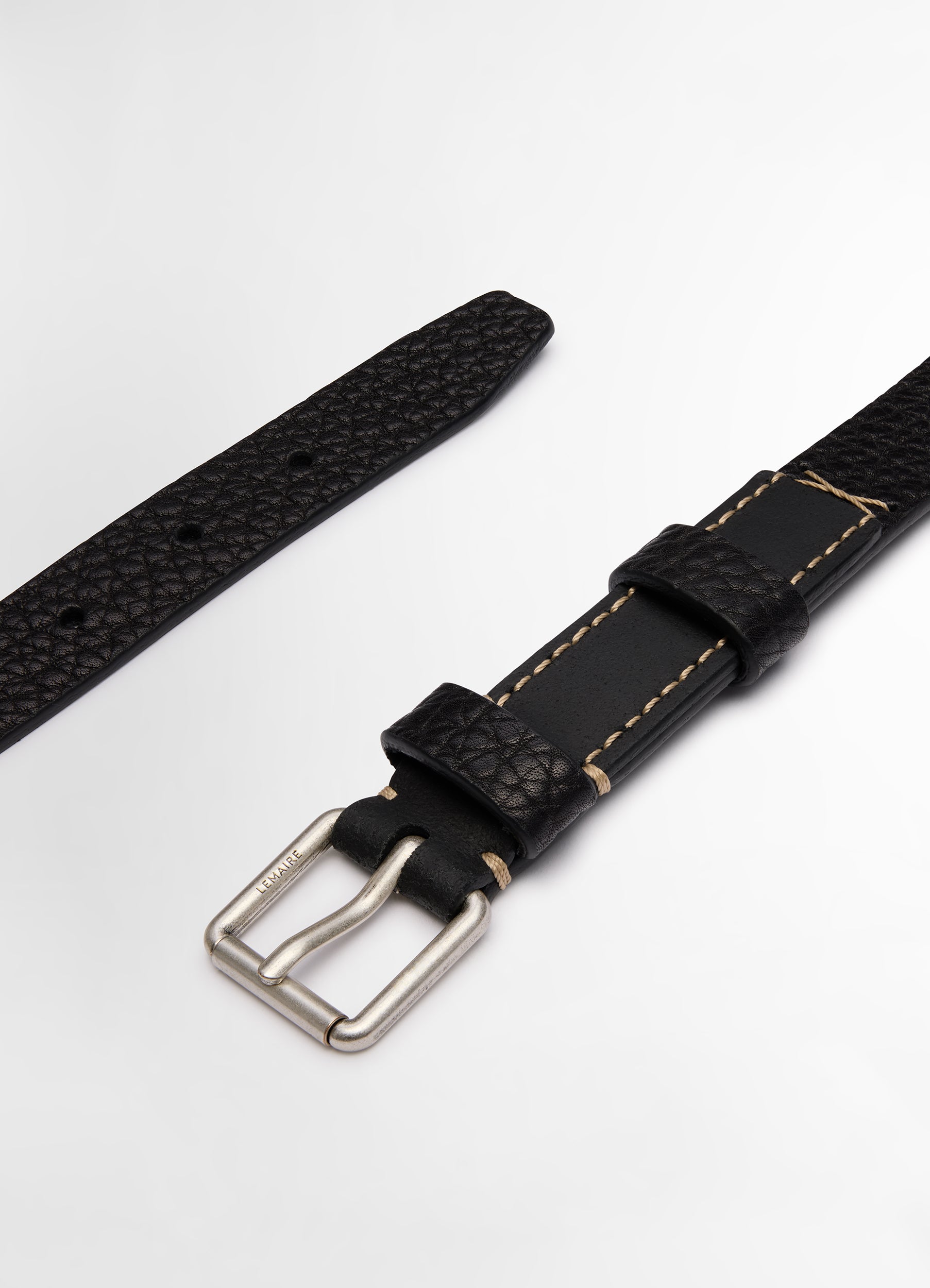 REVERSED BELT 25MM IN LEATHER - Black - Grained Cow Leather