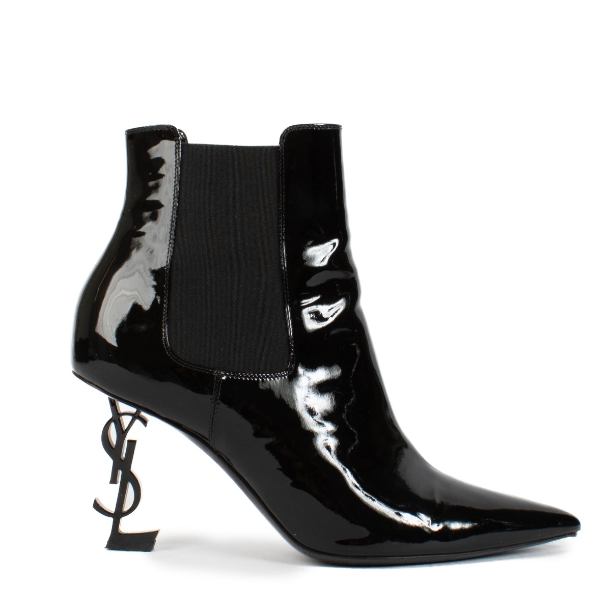 Saint Laurent Black Patent Opyum YSL Boots - Size 39,5 ○ Labellov