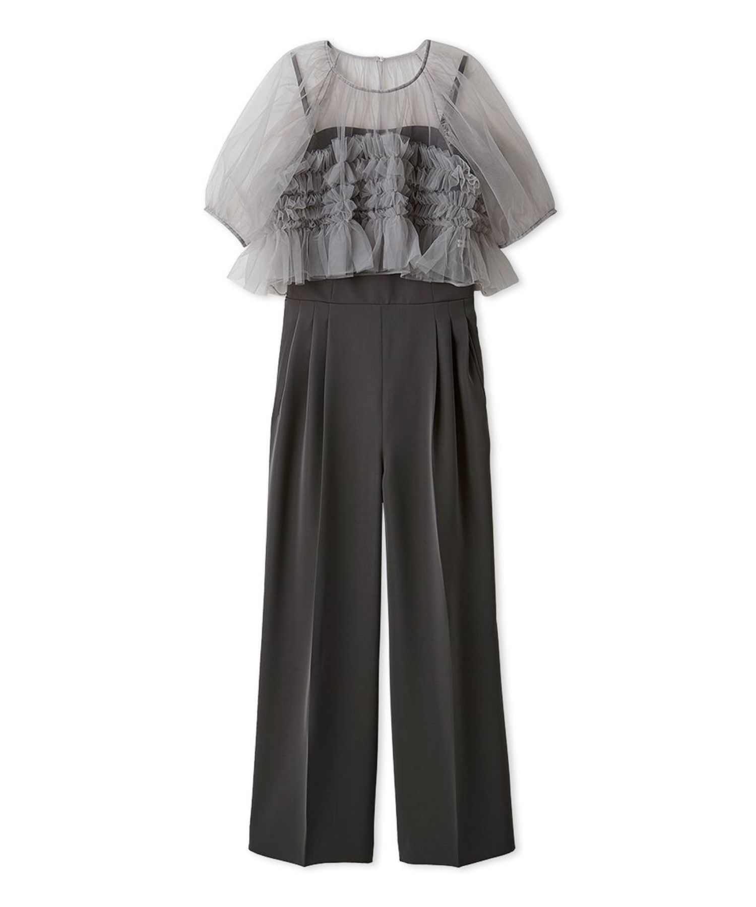 FRAY I.D - チュールブラウスセットコンビネゾン(チャコールグレー