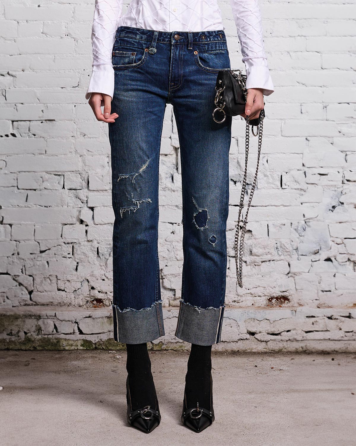 R13 Jean Boy Straight – Calson Selvedge Bleu