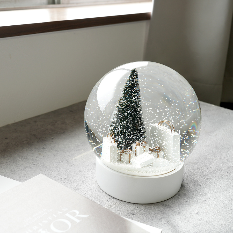 HM 】ツリー＆ギフト スノードーム ZODAX LA H16cm シンプルでおしゃれ