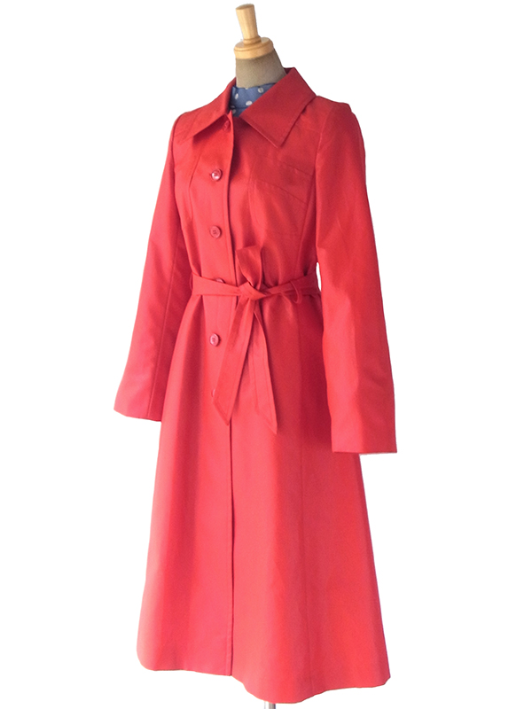 送料無料】70年代フランス製 艶のあるレッド X 共布ベルト付き