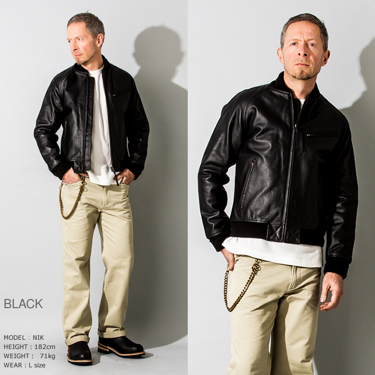 Liugoo Leathers 本革 レザ-バイカースタジャン メンズ リューグー