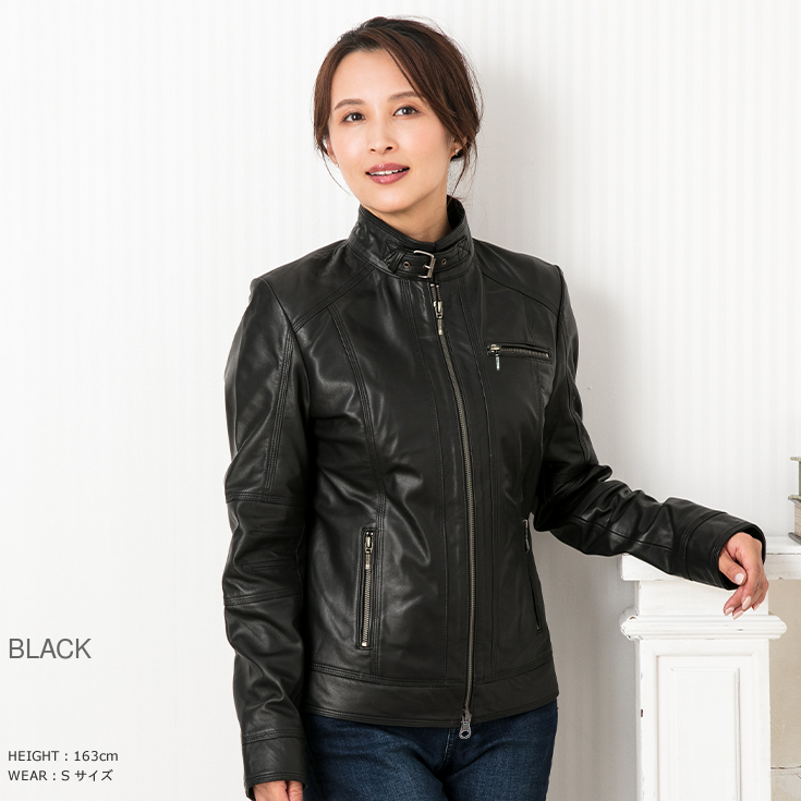 LIUGOO 本革 シングルライダースジャケット レディース リューグー