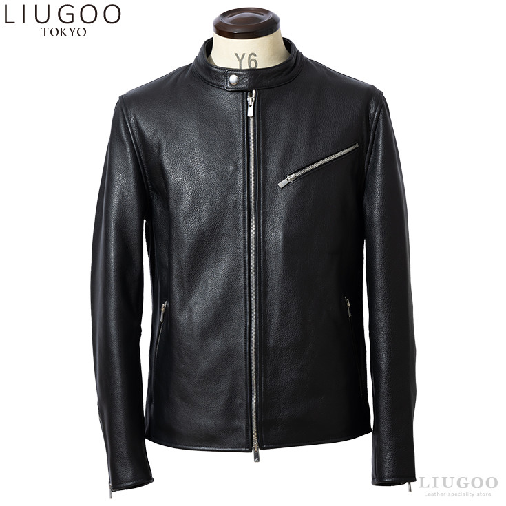 LIUGOO 本革 シングルライダース メンズ リューグー SRS23A レザー