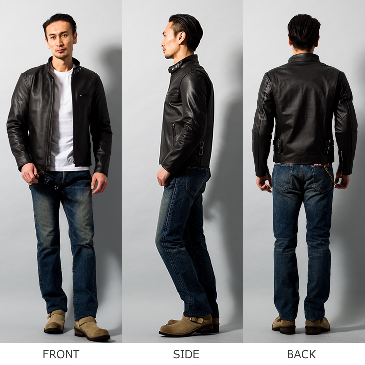 Horn Works 本革 プロテクター付シングルライダースジャケット メンズ