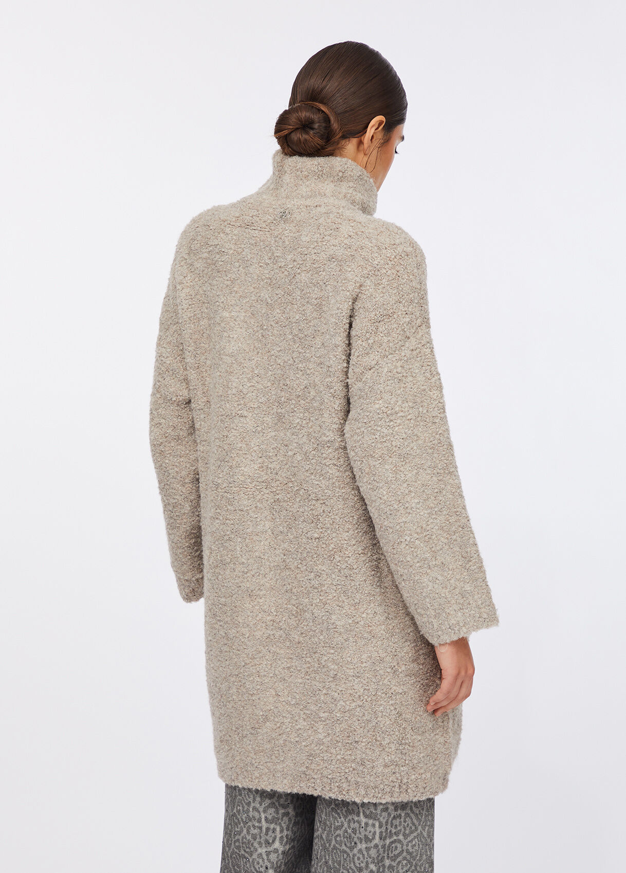 Bouclé knit coat colour dark beige | Liu Jo